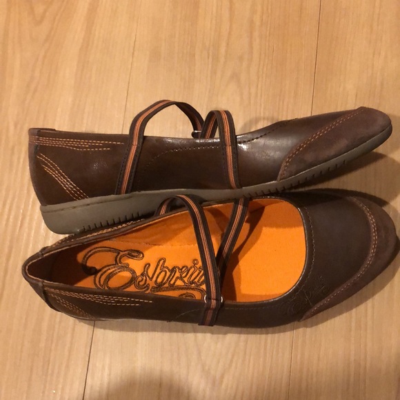 Brown ballerina/flat part. leather, ESPRIT, EU38/US7 bought in Europe, not worn - Picture 4 of 9